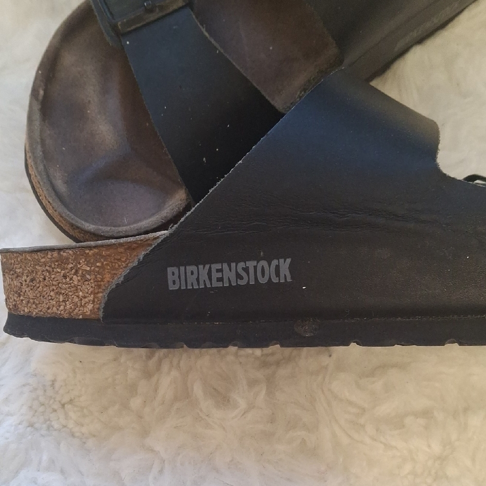 Birkenstock Arizona Men's Black Two-Strap Sandals - Size 42 (US Men's 9 - 9.5) - Picture 3 of 5